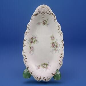 Antique English J & G Meakin Hanley Oval Side Dish Floral Relish Vegi China